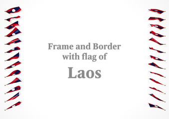 Frame and border with flag of Laos. 3d illustration