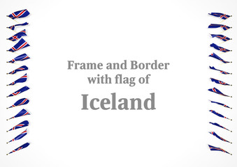 Frame and border with flag of Iceland. 3d illustration