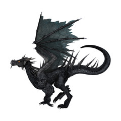 Fototapeta premium 3D Rendering Fantasy Black Dragon on White