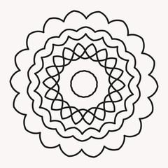 Simple Mandala Shape for Coloring. Vector Ornament. Floral. Flower. Oriental. Book Page. Outline.