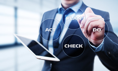 PDCA Plan Do Check Act Business Action Strategy Goal Success concept