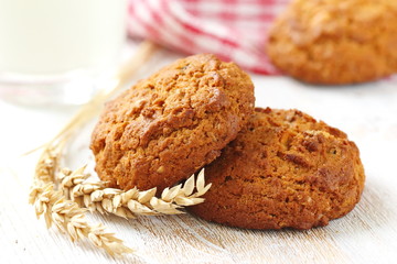 Oatmeal cookies and milk