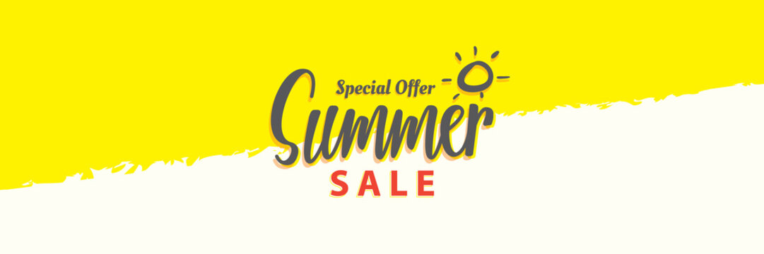 Summer Sale Heading Design For Banner Or Poster. Sale And Discounts Concept. Vector Illustration.