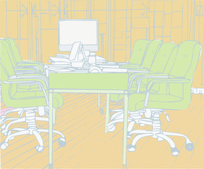 Illustration of empty conference room in office