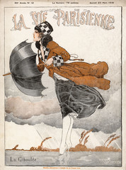Female Type in Wind - 1918. Date: 1918 - obrazy, fototapety, plakaty