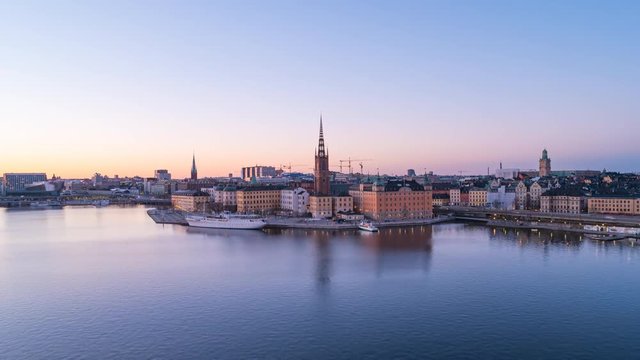 Stockholm city, skyline day to night video time lapse in Sweden