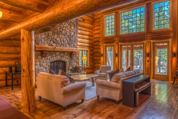 Log home great room