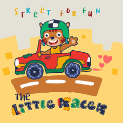 Obraz na płótnie Canvas little racer. cute bear. vector cartoon illustration