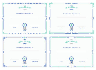 Vector icon set of best dad certificate