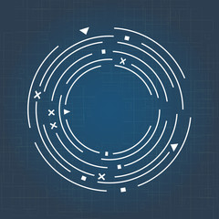 Technology with lines circles background image dark blue and white. Vector Illustration