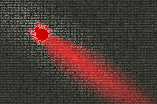Bug infecting computer code cybersecurity concept