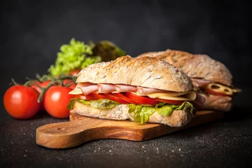 Abwaschbare Fototapete Snack Leckeres Ciabatta-Sandwich
