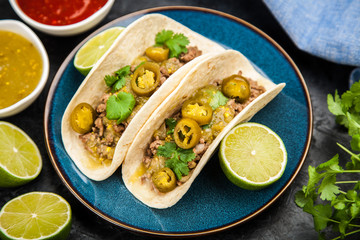 Mexican tacos with beef