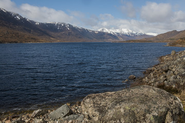 Mountains Lake Cluanie Scotland Snow