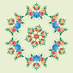 Russian national circular ornament. For use on table linens, dishes, in textiles