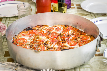 Delicious fresh homemade pizza on the table