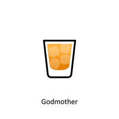 Godmother cocktail icon in flat style