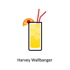 Harvey Wallbanger cocktail icon in flat style