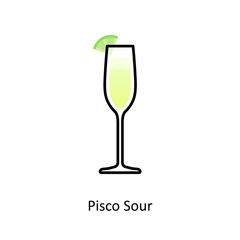 Pisco Sour cocktail icon in flat style