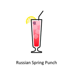 Russian Spring Punch cocktail icon in flat style