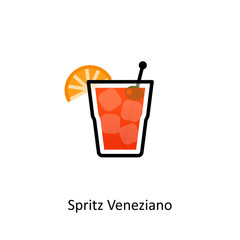 Spritz Veneziano cocktail icon in flat style