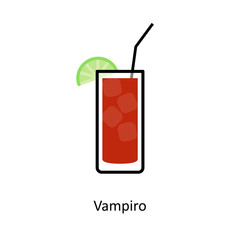 Vampiro cocktail icon in flat style