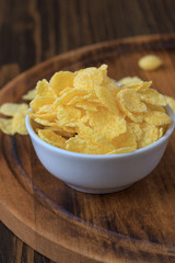Corn flakes in bowl - cereal breakfast.
