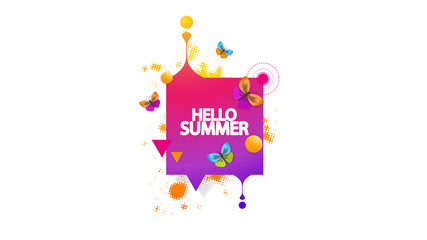 Abstract Summer Decorative Greeting Background Vector Illustration on White.