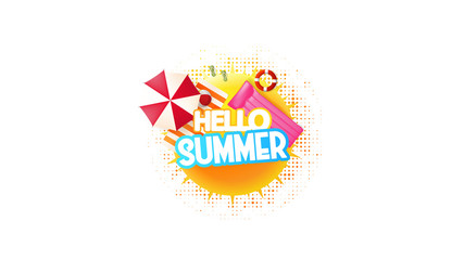 Abstract Summer Decorative Greeting Background Vector Illustration on White.
