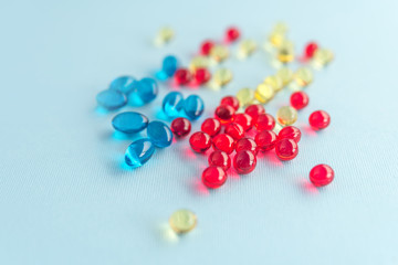 Heap of colorful gel capsules
