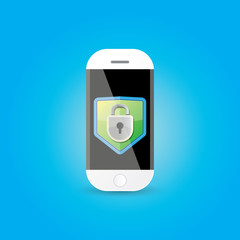 Mobile security app screen with shield and lock