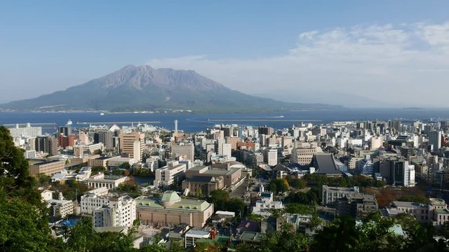 Kagoshima, Japan, December 2016 -:Time lapse of Volcano Sakurajima in Kagoshima 