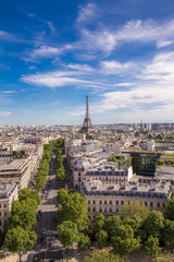 Fototapeta premium Summer view of Paris with Eiffel tower 