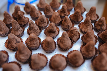 Sweet cookies chocolate pyramid in a paper wrapper