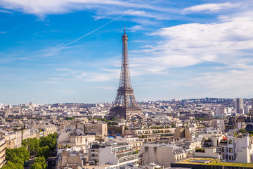Summer view of Paris with Eiffel tower 
