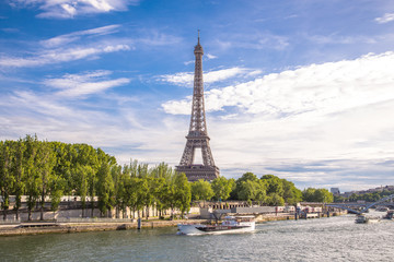 Fototapeta na wymiar Summer Paris view with Eiffel tower 