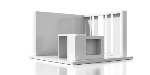 Empty exhibition kiosk, with copy space. Original 3d rendering project