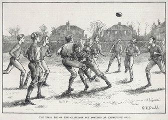 Challenge cup football match at the Oval. Date: 1882