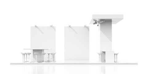 Empty exhibition kiosk, with copy space. Original 3d rendering project
