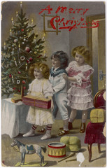 Fototapeta premium Three with Presents. Date: 1911