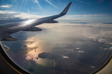 View of the city of Rio de Janeiro from the window of a plane