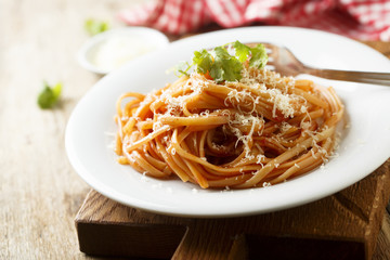 Pasta with tomato sauce and cheese