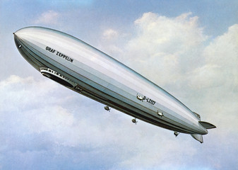 Fototapeta na wymiar Zeppelin LZ 127 - Postcard. Date: 1928
