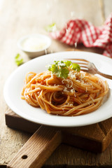Pasta with tomato sauce and cheese