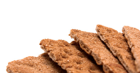 Crispbread macro copy space over white