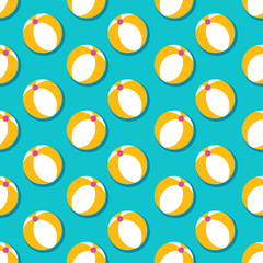 Summer vector seamless pattern with beach ball