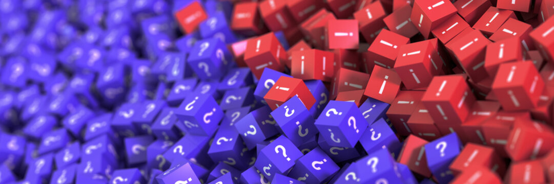 infinite question and answers cubes symbols, original 3d rendering