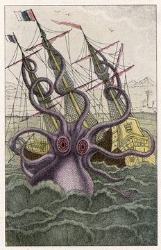 Kraken Attacks A Ship. Date: 1802