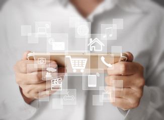 Touch screen smartphone in hand