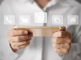 Touch screen smartphone in hand